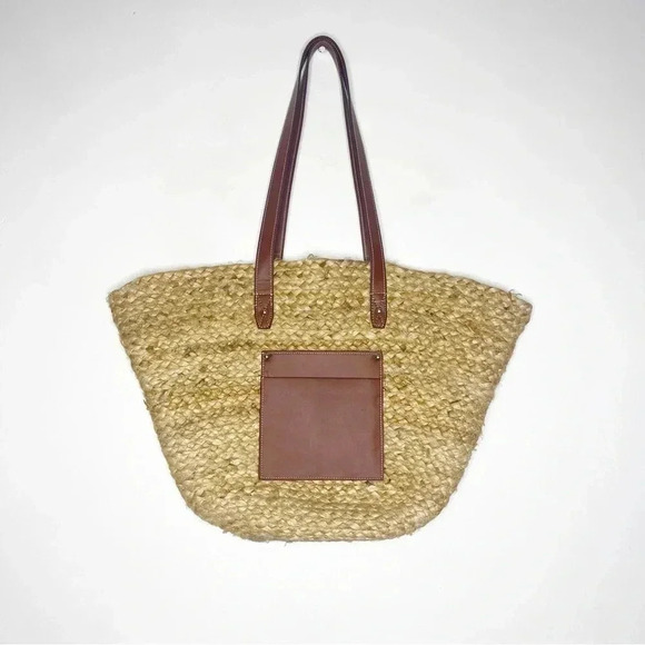 Haute Hippie Jute Straw Leather Bag Beach Tropical Bag Pool - Picture 1 of 5